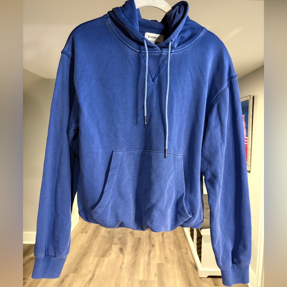Evereve Bubble Hem Blue Hoodie with Front Pocket